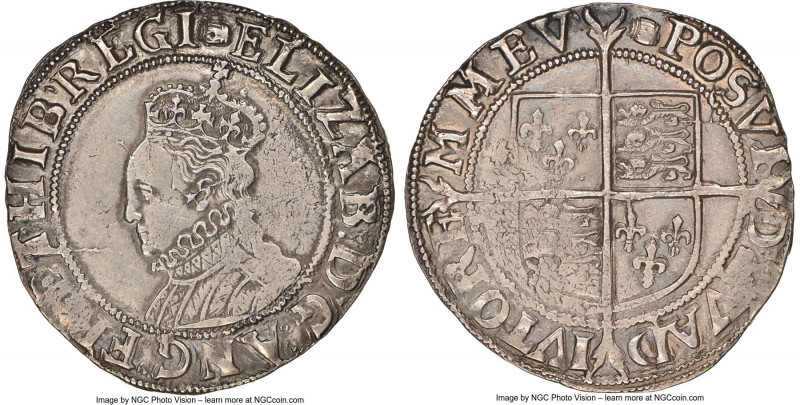 Elizabeth I (1558-1603) Shilling ND (1592-1595) AU53 NGC, Tower mint, Tun mm, Si...