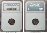 James I 1/2 Groat (2 Pence) ND (1603-1604) XF45 NGC, Tower mint, Thistle mm, First coinage, S-2649. An elusive type bearing well-defined motifs and a ...