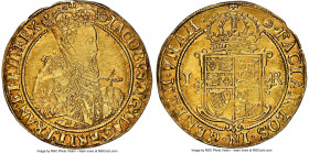 James I gold Unite ND (1605-1606) AU Details (Obverse Damage) NGC, Tower mint, Rose mm, Second coinage, Second bust, KM45, S-2618, N-2083. 9.95gm. Pre...