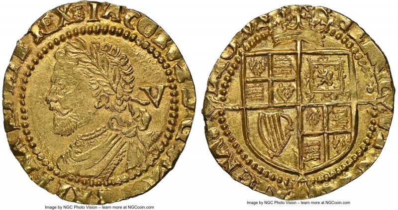 James I gold 1/4 Laurel ND (1621-1623) UNC Details (Edge Filing) NGC, Tower mint...
