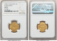 James I gold 1/4 Laurel ND (1623-1624) AU53 NGC, Tower mint, mm not visible, Third coinage, S-2642B, N-2119. 2.21gm. Variety with beaded inner circle ...