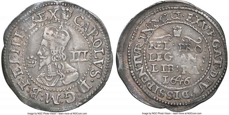 Charles I "Declaration" 3 Pence 1646 VF35 NGC, Bridgnorth-on-Severn mint, Plumel...