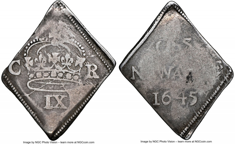 Charles I "Newark Besieged" 9 Pence 1645 F12 NGC, KM369.2, S-3145. 4.29gm. A mor...