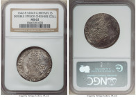Charles I Shilling ND (1643-1644) MS62 NGC, Tower mint (under Parliament), P in brackets mm, S-2800. Double struck. Fully Mint State, with slight ragg...