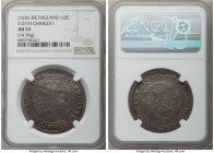 Charles I 1/2 Crown ND (1635-1636) AU53 NGC, Tower mint (under Charles I), Crown mm, S-2773. 14.56gm. Sheathed in soft lilac tone, with golden accents...