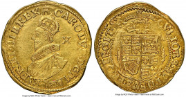 Charles I gold Double Crown ND (1627-1628) AU55 NGC, Tower mint (under Charles I), Castle mm, Group B, Second bust, S-2699, N-2161. 4.47gm. A deeply-e...