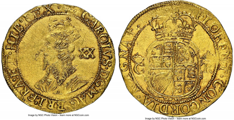 Charles I gold Unite ND (1646-1648) AU Details (Obverse Scratched) NGC, Tower mi...