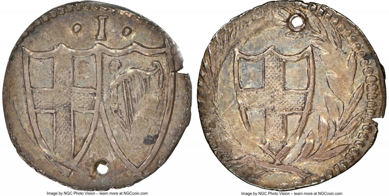 Commonwealth Penny ND (1649-1660) AU Details (Holed) NGC, Tower mint, KM387, S-3...