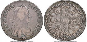 Charles II 1/2 Crown 1666/4 VF25 NGC, KM428.3, S-3364, ESC-447 (prev. ESC-462). Elephant below bust, 1666/4 overdate. Endowed with a lilac-infused sil...