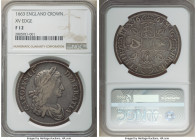 Charles II Crown 1663 F12 NGC, KM417.5, S-3354, ESC-353. Variety with XV dated on the edge. An affordable example and early date of a Charles II crown...