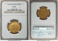 William & Mary gold Guinea 1692 XF45 NGC, KM474.1, S-3426. A seldom-seen type presenting moderately handled surfaces and a lovely tone to the fields. ...
