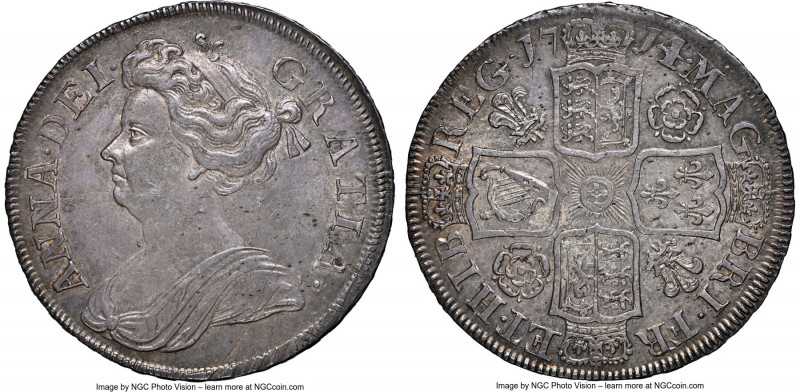 Anne 1/2 Crown 1714/3 MS62 NGC, KM525.4, S-3607, ESC-1378 (prev. ESC-585A). Plum...