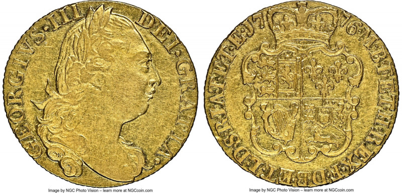 George III gold Guinea 1776 AU55 NGC, KM604, S-3728. An attractive offering, pre...