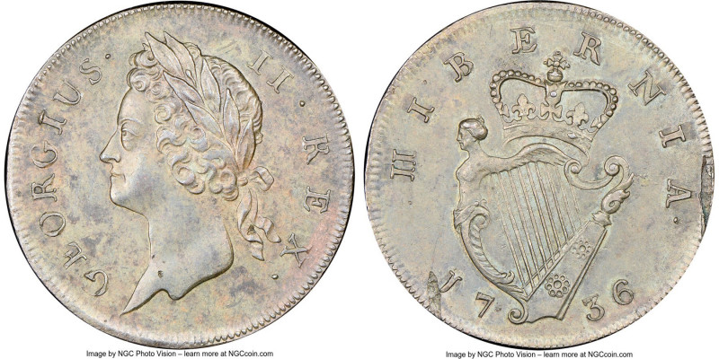 George II 1/2 Penny 1736 MS61 Brown NGC, KM125, S-6605. A soundly struck example...