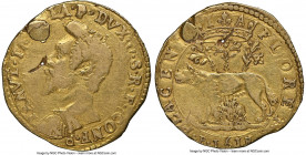 Piacenza. Ranuccio I gold 2 Doppie (Quadrupla) 1618-PP VF Details (Plugged) NGC, KM-MB35, Fr-907, MIR-1152/18. 13.20gm. A moderately circulated exampl...
