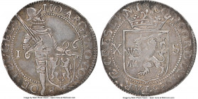 Gelderland. Provincial 10 Stuivers 1606 AU50 NGC, KM12, V-206.5, Delm-1191. An elusive one-year type, presenting fully-engraved devices and a dove pat...
