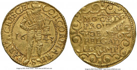 Gelderland. Provincial gold Ducat 1643 AU55 NGC, Netherlands KM5, Fr-237. 3.46gm. A well-defined example, bearing crisp devices and antique gold surfa...