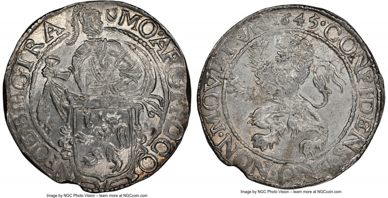 Utrecht. Provincial Lion Daalder 1645 MS62 NGC, KM32.1, Dav-4863. Rampant lion w...