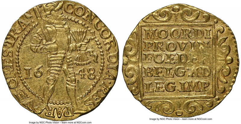 Utrecht. Provincial gold Ducat 1648 MS61 NGC, KM7.1, Fr-284. 3.48gm. Deeply-engr...