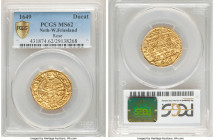 West Friesland. Provincial gold Ducat 1649 MS62 PCGS, KM16. Expertly struck, weaving deeply-engraved devices and lustrous fields.

HID09801242017

© 2...