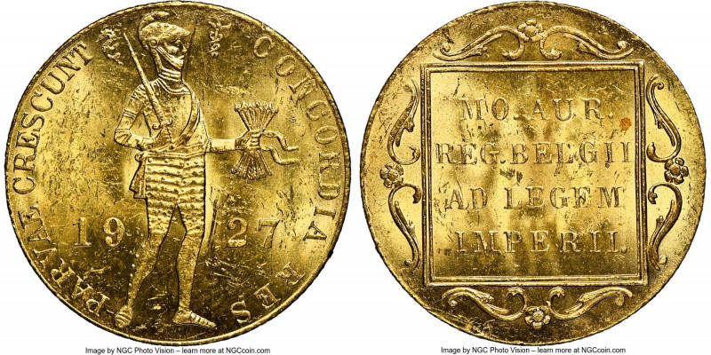 Wilhelmina I gold Ducat 1927 MS63 NGC, Utrecht mint, KM8.3a A crackling example,...