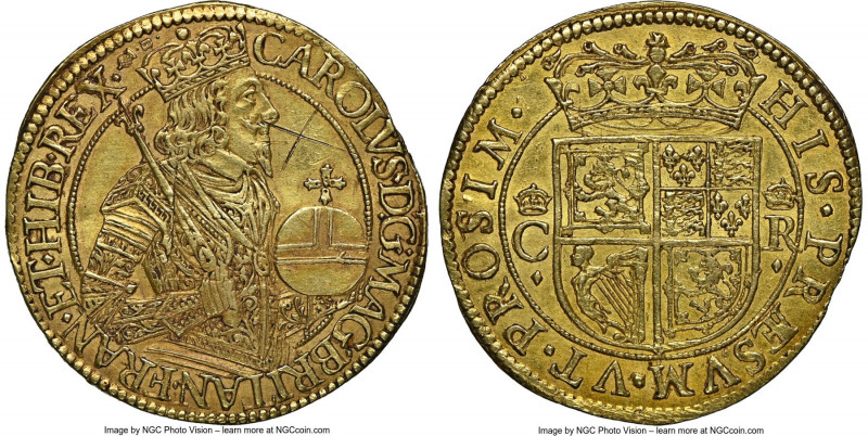 Charles I gold Unite ND (1637-1642) AU Details (Obverse Graffiti) NGC, Edinburgh...