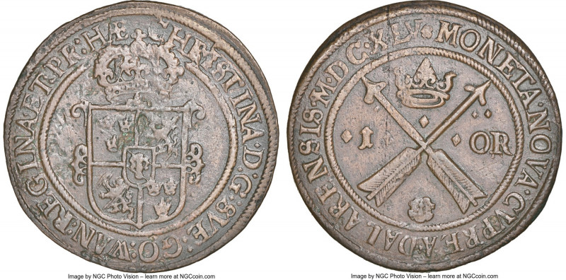 Christina Ore 1645 AU Details (Tooled) NGC, Avesta mint, KM162.2. A pleasing lar...