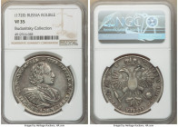 Peter I Rouble 1720 VF35 NGC, Kadashevsky mint, KM157.4., Bit-421. Crown above head, portrait with shoulder straps. Exceptional detail for the grade, ...