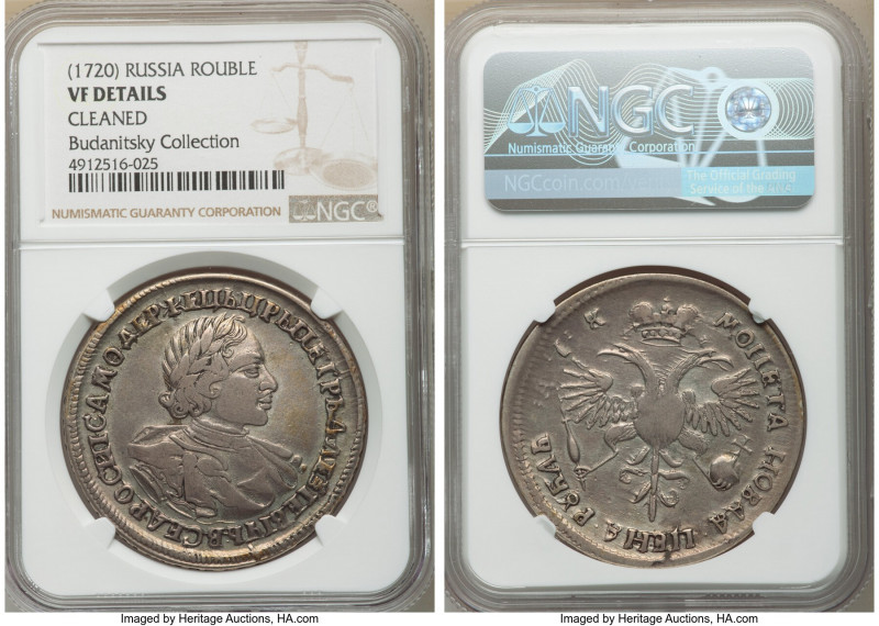 Peter I Rouble 1720 VF Details (Cleaned) NGC, Kadashevsky mint, KM157.4, Bit-330...