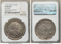 Peter I Rouble 1720 VF Details (Cleaned) NGC, Kadashevsky mint, KM157.4, Bit-330var. Rivets on sleeve, special eagle. Golden-gray toning, with excepti...