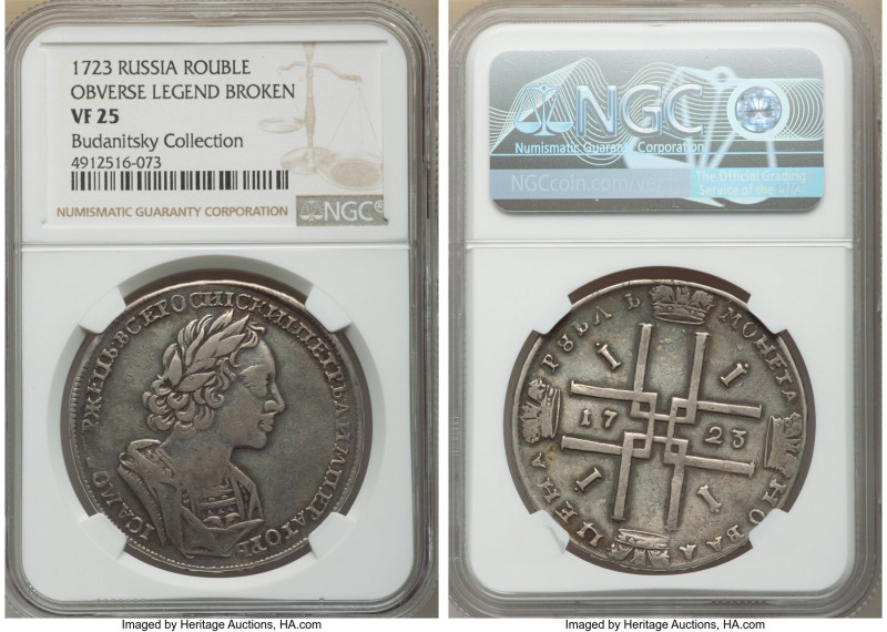 Peter I Rouble 1723 VF25 NGC, Moscow mint, KM162.2, Bit--, Diakov-1327 (R2). Obv...