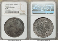 Catherine I Rouble 1725-CПБ VF25 NGC, St. Petersburg mint, KM169, Bit-127. Dots part legends on reverse. A slight bit off-center, with light marks and...