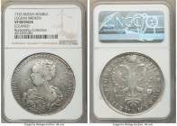 Catherine I Rouble 1725 VF Details (Cleaned) NGC, St. Petersburg mint, KM168., Diakov-18, Bit--. Obverse legend ends, star C.П.Б with clover leaves di...