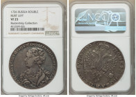 Catherine I Rouble 1726 VF25 NGC, Moscow mint, KM168, Bit-31. Narrow tail. Portrait left. Nine feathers in wing. Even gray toning, with some surfaces ...