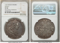 Peter II Rouble 1727 VF30 NGC, Moscow mint, KM182.1, Bit-19. Star above head on obverse and stars among legend on reverse. Bold strike, with light fla...