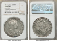 Anna Rouble 1734 XF Details (Cleaned) NGC, Kadashevsky mint, KM192.2, Bit-99 (R). Five pearls in hair. Minor flan flaws, with light contact marks. Cle...