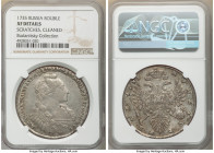 Anna Rouble 1735 XF Details (Scratches, Cleaned) NGC, Kadashevsky mint, KM197, Bit-122. Five pearls in hair, spiked eagle's tail, with pearls on bosom...