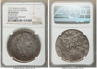 Anna Rouble 1737 XF Details (Damaged) NGC, Kadashevsky mint, KM197, Bit-135. Date left of crown, three pearls on bosom, nine pearls in hair. Bold devi...