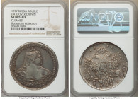 Anna Rouble 1737 VF Details (Cleaned) NGC, Moscow mint, KM198, Bit-199. Date over crown, five pearls in hair. Slightly mottled gray toning, with a few...