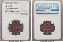 Elizabeth Denga (1/2 Kopeck) 1748 AU55 Brown NGC, KM188. Exceptionally well detailed, with minor flan flaws. Six-pointed rosette on the reverse.

HID0...
