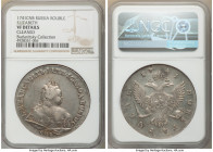 Elizabeth Rouble 1741-CПБ VF Details (Cleaned) NGC, St. Petersburg mint, KM-C19a, Bit-242 (R1). Re-toned with a medium gray patina, traces of original...
