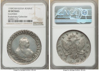 Elizabeth Rouble 1749-CПБ XF Details (Cleaned) NGC, St. Petersburg mint, KM-C19B.4, Bit-264. Bright silver-gray color, with traces of original mint lu...