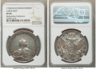 Elizabeth Rouble 1754 CПБ-ЯI XF45 NGC, St. Petersburg mint, KM-C19B.5, Bit-274. Large bust variety. Portrait by Scott. Lustrous silver-gray color with...