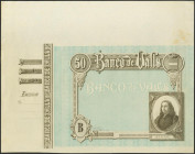 50 Pesetas. (1892ca). Banco de Valls. Prueba de Impresión, con matriz a la izquierda y sin texto. Serie B. (Ruíz y Alentorn: 931). SC-.