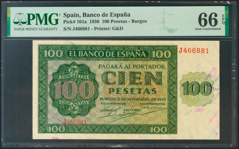 100 Pesetas. 21 de Noviembre de 1936. Serie J. (Edifil 2021: 421a, Pick: 101a). ...