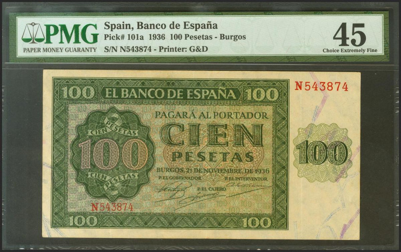 100 Pesetas. 21 de Noviembre de 1936. Serie N. (Edifil 2021: 421a, Pick: 101a). ...