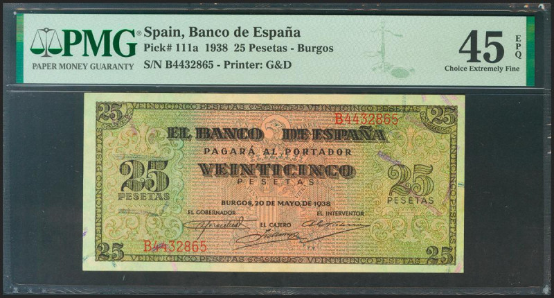 25 Pesetas. 20 de Mayo de 1938. Serie B. (Edifil 2021: 430a, Pick: 111a). Aprest...