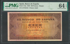 100 Pesetas. 20 de Mayo de 1938. Serie A. (Edifil 2017: 432). Apresto original. SC. Encapsulado PMG64EPQ.