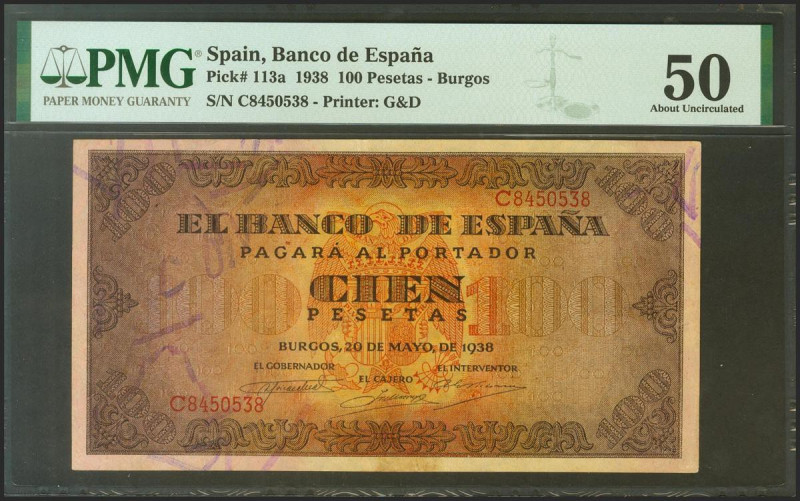 100 Pesetas. 20 de Mayo de 1938. Serie C. (Edifil 2021: 432a, Pick: 113a). EBC+....