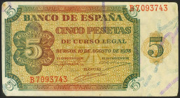 10 de Agosto de 1938. Serie B. (Edifil 2021: 435a). Apresto original, sin doblez, esquinas redondeadas. EBC+.